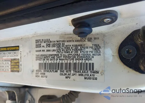 2011 Mitsubishi Endeavor из США, поврежденный, VIN 4A4JN2AS4BE032207